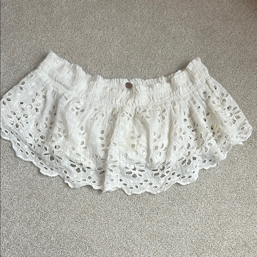 Free People off the shoulder white ruffle top